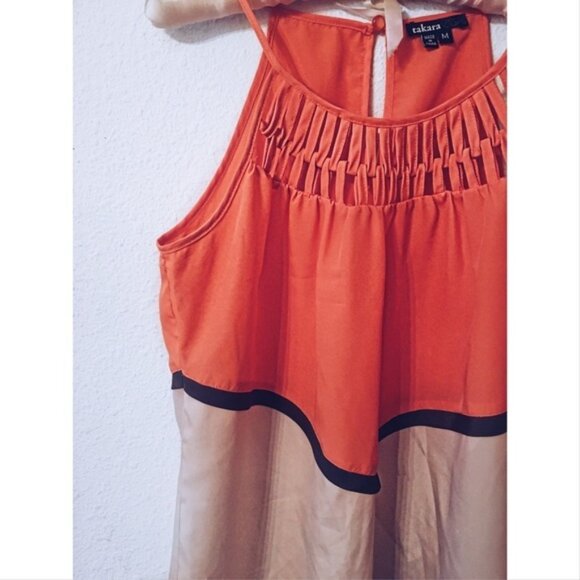 Takara color block basketweave neckline camisole - Picture 1 of 6